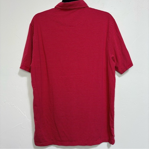 Johnnie-O Hangin' Out Red Striped Polo Short Sleeve Men's Large Shirt HOLE FLAW - Picture 4 of 11